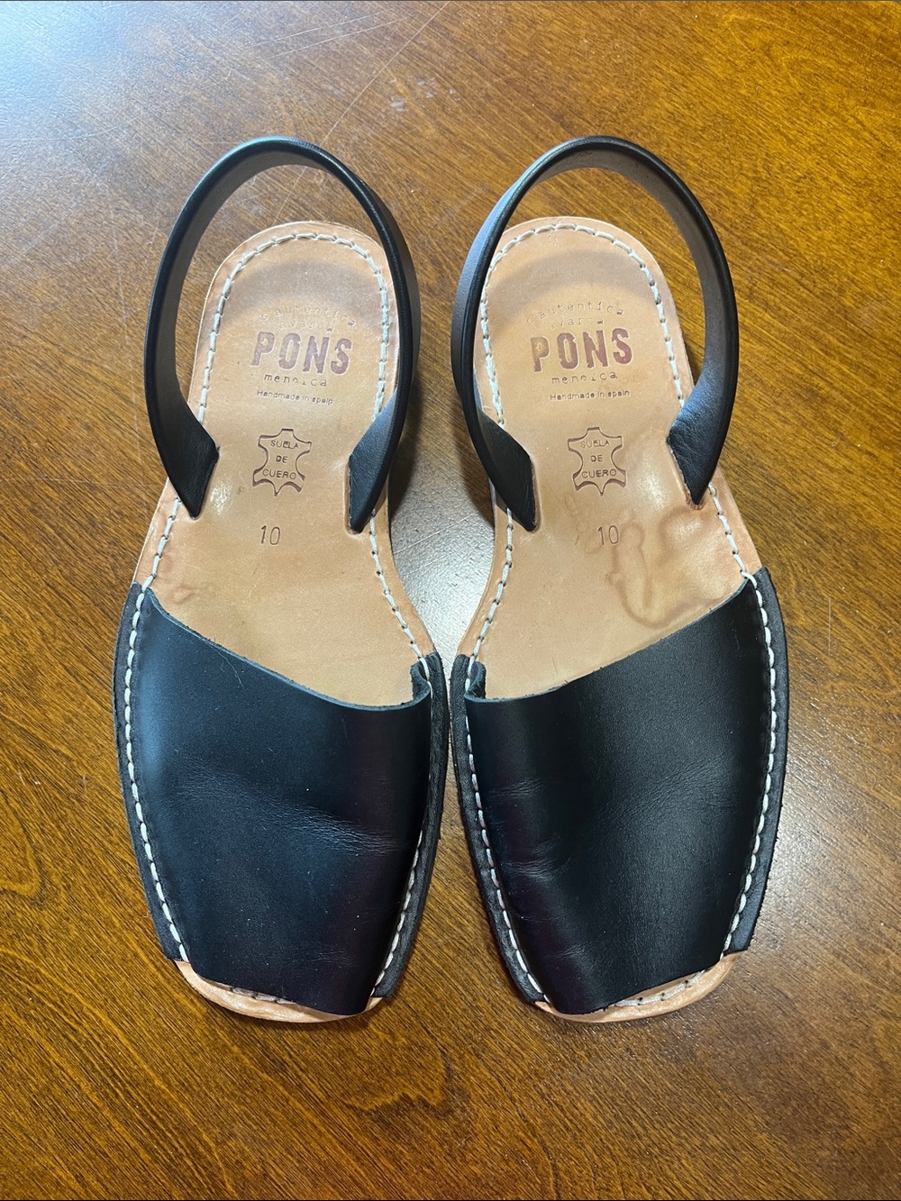 PONS Menorca Black Leather Slingback Sandals
